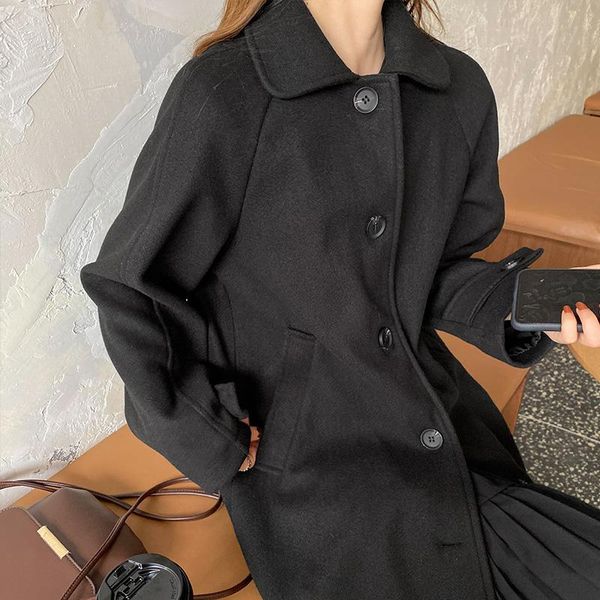 women's wool & blends korean woolen coat temperament commuter 2021 autumn ladies coats women, Black
women's wool & blends korean woolen coat temperament commuter 2021 autumn ladies coats women, Black