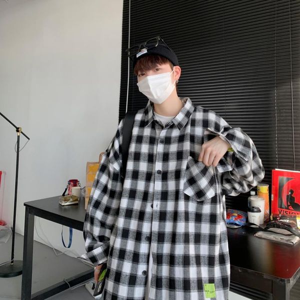 men's casual shirts there are large stocks, hong kong style spring and summer 2021 plaid long-sleeved shirt fashion all-match trend, White;black
men's casual shirts there are large stocks, hong kong style spring and summer 2021 plaid long-sleeved shirt fashion all-match trend, White;black