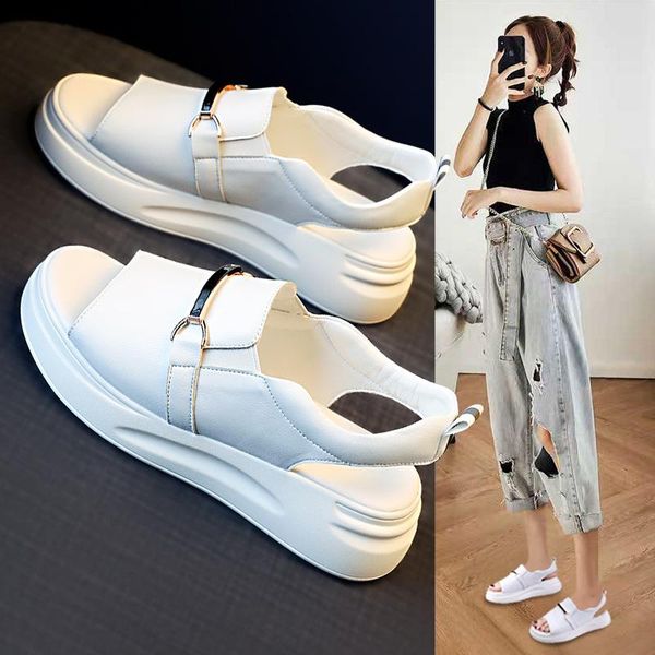 sandals women's shoes summer 2021 thick white students fish mouth leather flat explosions, Black
sandals women's shoes summer 2021 thick white students fish mouth leather flat explosions, Black