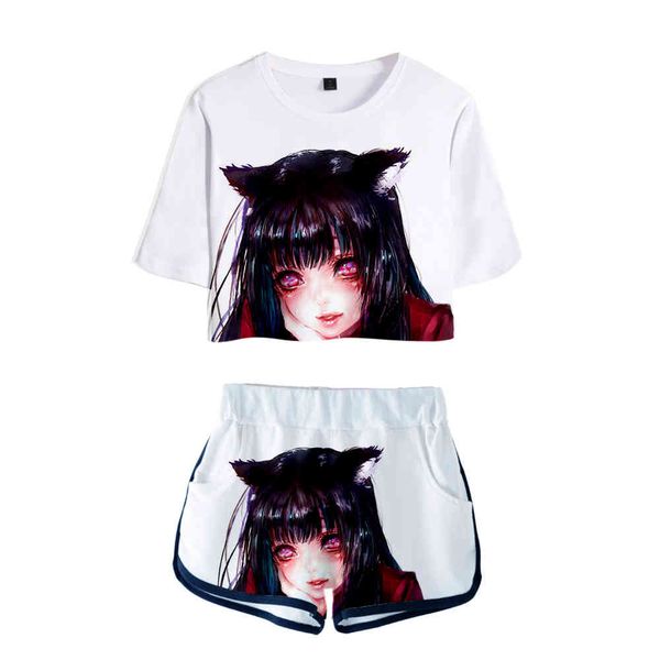 two piece dress kakegurui - compulsive gambler 3d kawaii navel korean fashion women's t-shirt + shorts suit cotton short-sleeved, White
two piece dress kakegurui - compulsive gambler 3d kawaii navel korean fashion women's t-shirt + shorts suit cotton short-sleeved, White