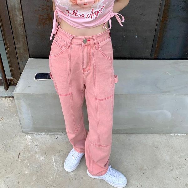 women's jeans houzhou korean style pink pants women kawaii oversize high waist wide leg long trousers for female loose casual, Blue
women's jeans houzhou korean style pink pants women kawaii oversize high waist wide leg long trousers for female loose casual, Blue