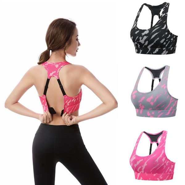 yoga outfit women push up sports bra adjustable back buckie nylon print yaga underwear gym fitness workout crop top