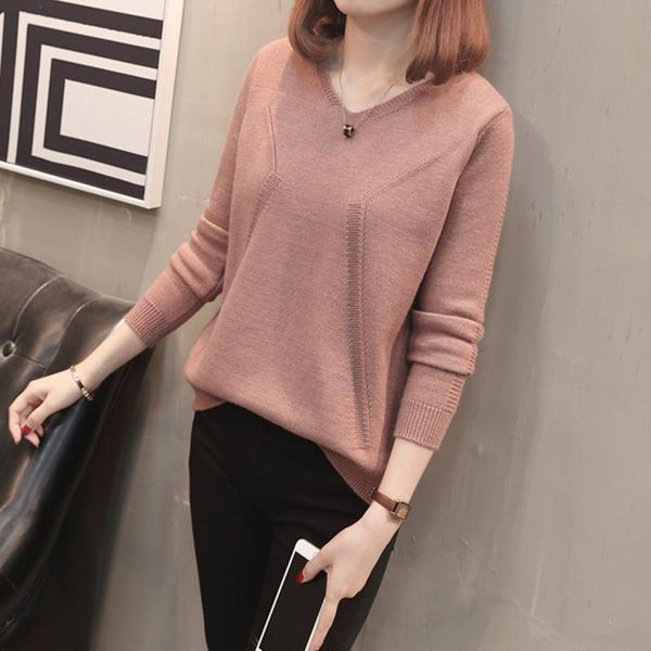 women's sweaters 2021 autumn winter solid color v-neck pullover sweater women fashion loose all-match long sleeves knitting femme, White;black
women's sweaters 2021 autumn winter solid color v-neck pullover sweater women fashion loose all-match long sleeves knitting femme, White;black