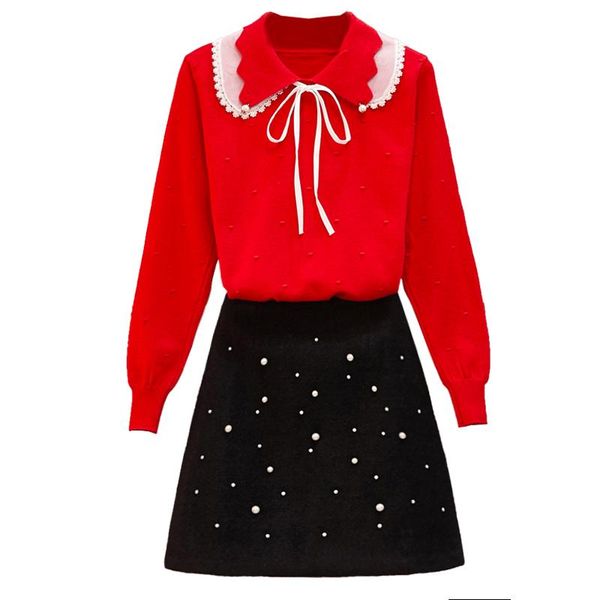 two piece dress sweet woolen cloth bust skirt twinset sweater beading knitted sweaters outfit couture matching set suit, White
two piece dress sweet woolen cloth bust skirt twinset sweater beading knitted sweaters outfit couture matching set suit, White