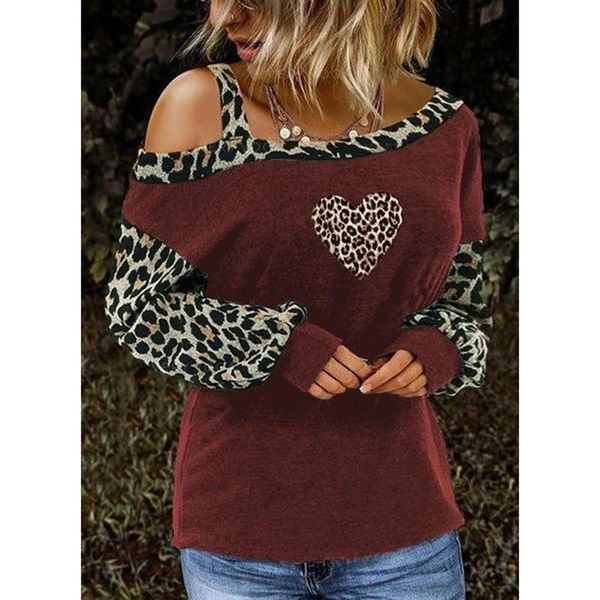 women's t-shirt chic off shoulder female t-shirts full sleeve loose pullover s-5xl for ladies heart leopard print spring pullovers, White
women's t-shirt chic off shoulder female t-shirts full sleeve loose pullover s-5xl for ladies heart leopard print spring pullovers, White