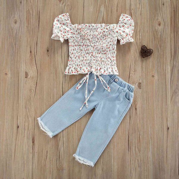 fashion toddler kids baby girl summer clothes set 2pcs floral printed puff sleeve denim pants outfits 1 6y, White
fashion toddler kids baby girl summer clothes set 2pcs floral printed puff sleeve denim pants outfits 1 6y, White
