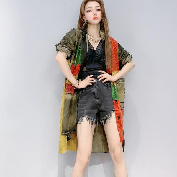 chaquetas mujer 2021 spring autumn streetwear denim jacket women knitted patchwork jeans loose black long coats xc129 women's jackets, Black;brown
chaquetas mujer 2021 spring autumn streetwear denim jacket women knitted patchwork jeans loose black long coats xc129 women's jackets, Black;brown
