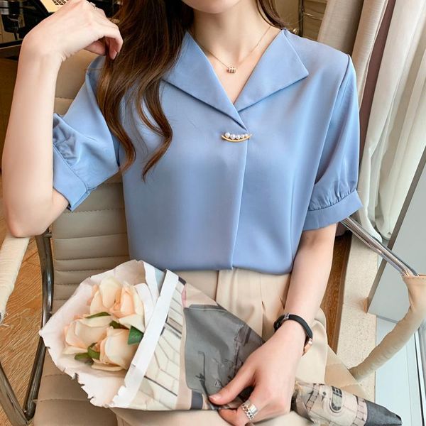 women's blouses & shirts real s 2021 summer professional shirt female chiffon temperament korean short-sleeved loose v-neck ladies, White
women's blouses & shirts real s 2021 summer professional shirt female chiffon temperament korean short-sleeved loose v-neck ladies, White
