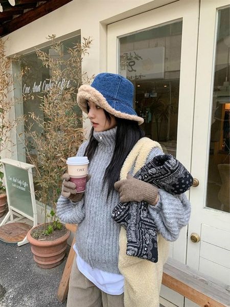 wide brim hats 2021 autumn winter style women kpop casual all-match denim fisherman hat street retro keep warm thick bucket basin caps, Blue;gray
wide brim hats 2021 autumn winter style women kpop casual all-match denim fisherman hat street retro keep warm thick bucket basin caps, Blue;gray