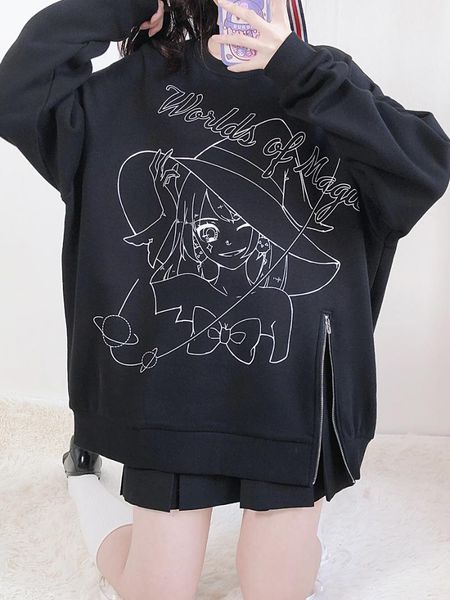 women's sweaters magic messenger lolita oversized mid-length sweater anime pattern round neck pullover cool girl autumn winter, White;black
women's sweaters magic messenger lolita oversized mid-length sweater anime pattern round neck pullover cool girl autumn winter, White;black
