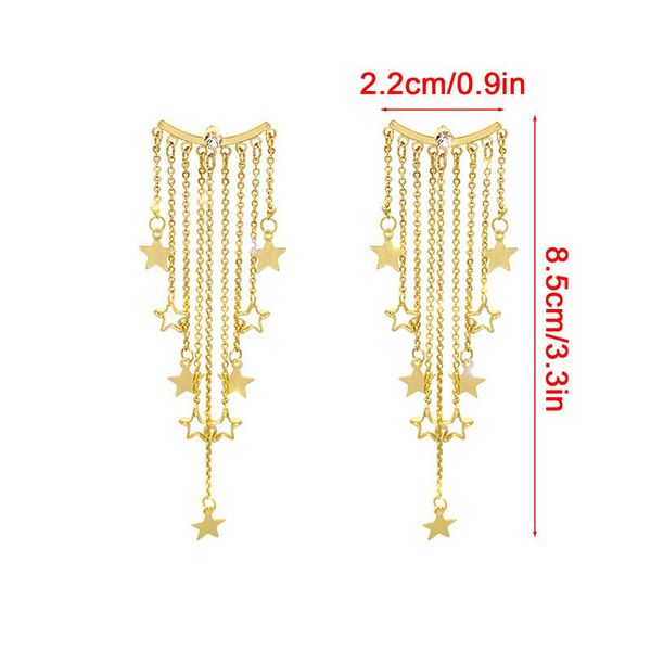 stud 1 pair european women fashion earrings exaggerated temperament star tassel rear hanging six-pointed, Golden;silver
stud 1 pair european women fashion earrings exaggerated temperament star tassel rear hanging six-pointed, Golden;silver