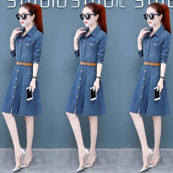 casual dresses women's elegant plus size retro belt high-waist a-line denim dress fashion female long sleeve slim lapel z708, Black;gray
casual dresses women's elegant plus size retro belt high-waist a-line denim dress fashion female long sleeve slim lapel z708, Black;gray