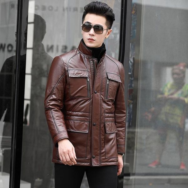 men's leather & faux genuine jacket men cow duck down winter coat real collar for mens clothes 2021 sy51n yy913, Black
men's leather & faux genuine jacket men cow duck down winter coat real collar for mens clothes 2021 sy51n yy913, Black