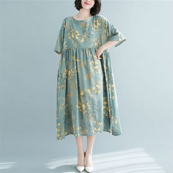 oversized women cotton linen casual dress new arrival summer vintage style floral print loose female long dresses s3780 210412, Black;gray
oversized women cotton linen casual dress new arrival summer vintage style floral print loose female long dresses s3780 210412, Black;gray