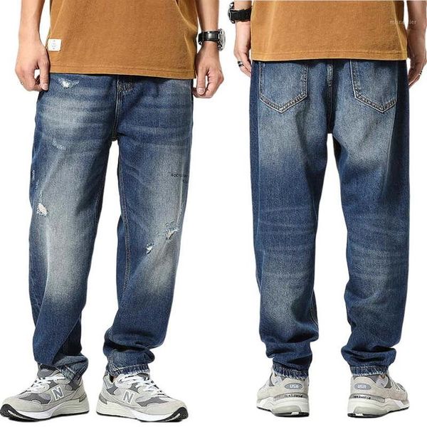 men's jeans casual ripped ankle-length straight denim pants loose wide-leg retro classic men, Blue
men's jeans casual ripped ankle-length straight denim pants loose wide-leg retro classic men, Blue