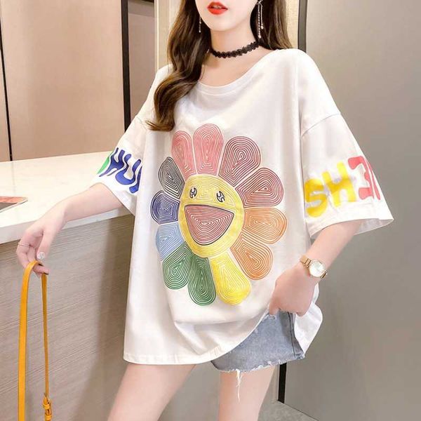 w2019 summer new korean large women's soft print short sleeve t-shirt fat mm loose fashion 2021, White
w2019 summer new korean large women's soft print short sleeve t-shirt fat mm loose fashion 2021, White