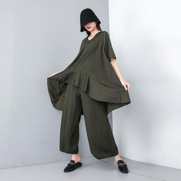 spring summer suit v-neck short sleeve big size tshirts black loose wide leg pants fashion tide 2 pcs women set women's two piece, White
spring summer suit v-neck short sleeve big size tshirts black loose wide leg pants fashion tide 2 pcs women set women's two piece, White