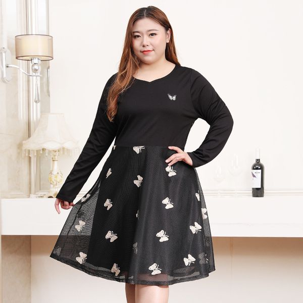 dress plus size 4xl 6xl 8xl 10xl spring female sleeve long elegant black embroidery sliming big for mujer, Black;gray
dress plus size 4xl 6xl 8xl 10xl spring female sleeve long elegant black embroidery sliming big for mujer, Black;gray