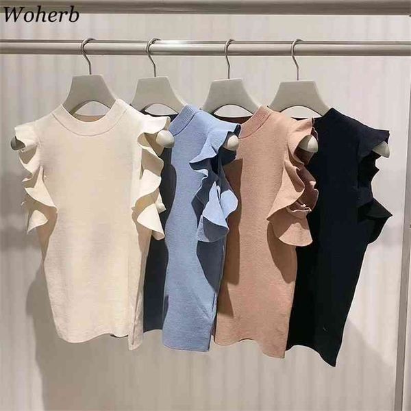 summer short ruffle sleeve knit sweater women o neck off shoulder pullover fashion ladies casual all match 210519, White;black
summer short ruffle sleeve knit sweater women o neck off shoulder pullover fashion ladies casual all match 210519, White;black