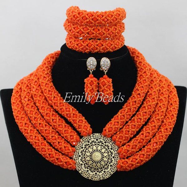 earrings & necklace orange african nigerian bridal jewelry sets chunky wedding beads set 4 layers aij343, Silver
earrings & necklace orange african nigerian bridal jewelry sets chunky wedding beads set 4 layers aij343, Silver