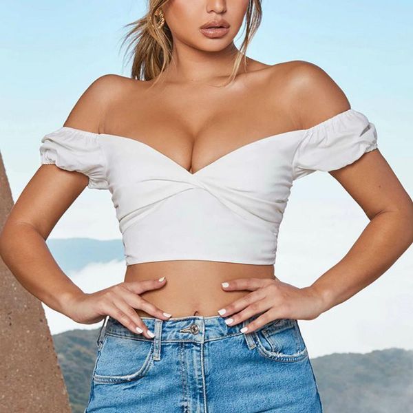 women's t-shirt musuos off shoulder women t shirt solid color short sleeve cross deep v neck ruched crop summer ladies 2021, White
women's t-shirt musuos off shoulder women t shirt solid color short sleeve cross deep v neck ruched crop summer ladies 2021, White