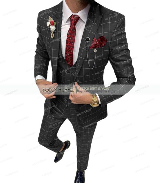 men's suits & blazers summer 3-piece set men's royal plaid wedding slim groom tweed wool (coat + pants vest), White;black
men's suits & blazers summer 3-piece set men's royal plaid wedding slim groom tweed wool (coat + pants vest), White;black