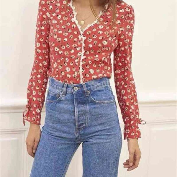 women's blouses & shirts vintage lace shirt, printed shirt and v-neck with buttons on the front, 2021, White
women's blouses & shirts vintage lace shirt, printed shirt and v-neck with buttons on the front, 2021, White