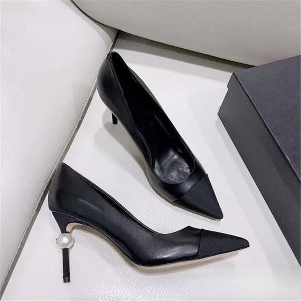 dress shoes pointed toe high heel woman black leather thin heels designer pumps white pearls decorations party
dress shoes pointed toe high heel woman black leather thin heels designer pumps white pearls decorations party