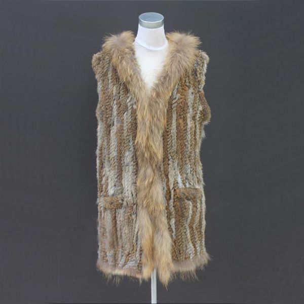 women's fur & faux real long knitted vest raccoon collar with hooded pockets gilet, Black
women's fur & faux real long knitted vest raccoon collar with hooded pockets gilet, Black