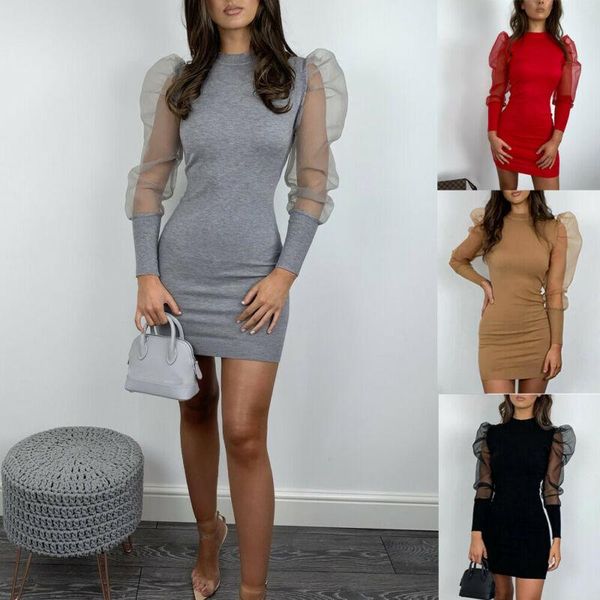 women puff sleeve o-neck bodycon party cocktail knitted mini dress spring autumn clothes s-xl casual dresses, Black;gray
women puff sleeve o-neck bodycon party cocktail knitted mini dress spring autumn clothes s-xl casual dresses, Black;gray