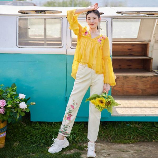 women's jeans 2021 arrival spring/summer women casual cotton denim embroidery ankle-length pants button whist harem p114, Blue
women's jeans 2021 arrival spring/summer women casual cotton denim embroidery ankle-length pants button whist harem p114, Blue