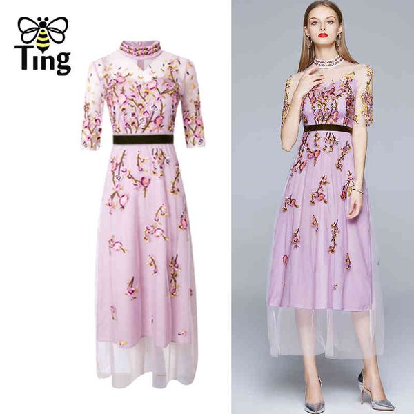 vintage elegant flower embroidery purple mesh midi long dress women summer casual vestidos a line elbise 210513, Black;gray
vintage elegant flower embroidery purple mesh midi long dress women summer casual vestidos a line elbise 210513, Black;gray