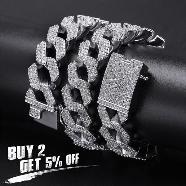 chains 2021 20mm full iced out heavy cuban necklace prong setting mens hip hop bling cz rapper jewelry, Silver
chains 2021 20mm full iced out heavy cuban necklace prong setting mens hip hop bling cz rapper jewelry, Silver