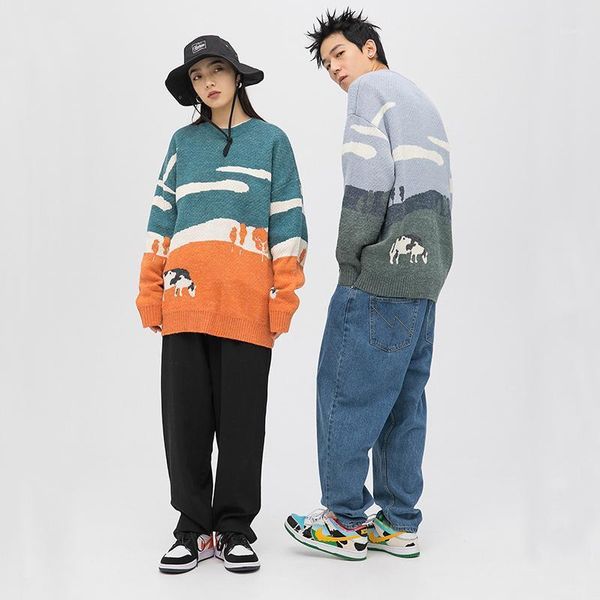 men's sweaters men cows vintage winter woman korean fashions daily knitwear pullover round-neck harajuku individuality warm top, White;black
men's sweaters men cows vintage winter woman korean fashions daily knitwear pullover round-neck harajuku individuality warm top, White;black