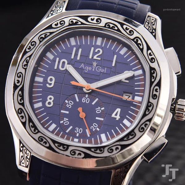 classic men automatic mechanical silver carved ancient case black blue rubber sapphire glass back limited sport watch wristwatches, Slivery;brown
classic men automatic mechanical silver carved ancient case black blue rubber sapphire glass back limited sport watch wristwatches, Slivery;brown
