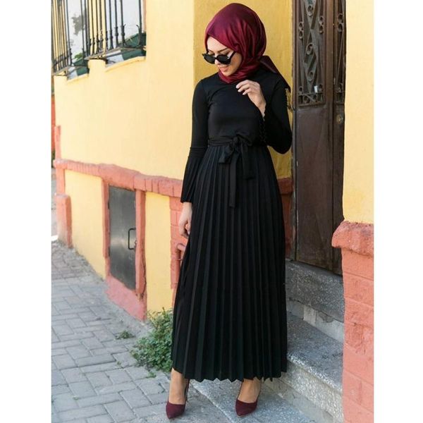 casual dresses muslim fashion dress women dubai abaya pleated flared long sleeves high waist round neck solid womens, Black;gray
casual dresses muslim fashion dress women dubai abaya pleated flared long sleeves high waist round neck solid womens, Black;gray