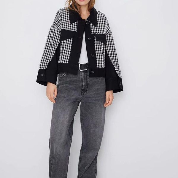 women's jackets houndstooth women fashion coats elegant long sleeve single breasted female casual loose short coat, Black;brown
women's jackets houndstooth women fashion coats elegant long sleeve single breasted female casual loose short coat, Black;brown