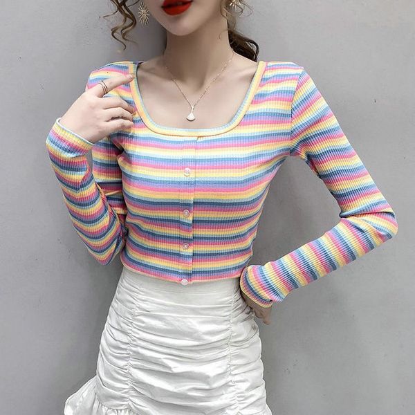 tracksuits square neck striped cotton femme sleeve mujer t-shirts fine spring fit women's clothes, Gray
tracksuits square neck striped cotton femme sleeve mujer t-shirts fine spring fit women's clothes, Gray