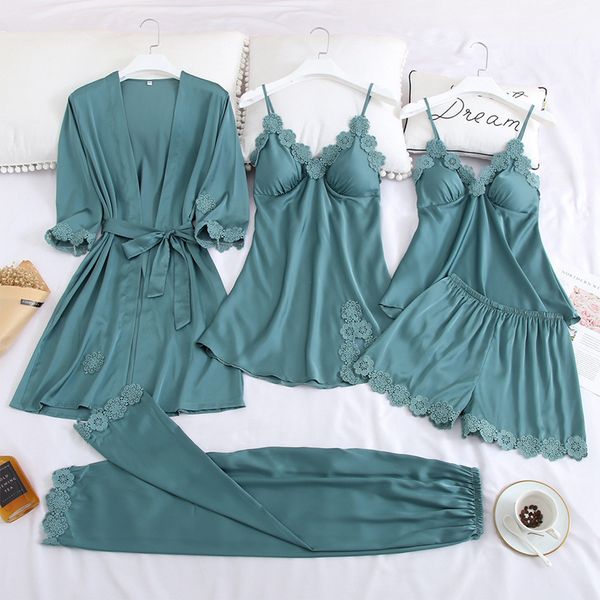 women pajamas 5/4/2/1 pieces satin sleepwear pijama silk home wear home clothing embroidery sleep lounge pyjama with chest pads, Black;red
women pajamas 5/4/2/1 pieces satin sleepwear pijama silk home wear home clothing embroidery sleep lounge pyjama with chest pads, Black;red