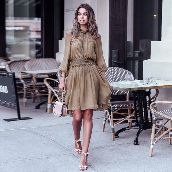 casual dresses women long sleeve dress chiffon solid stand neck party bandage, Black;gray
casual dresses women long sleeve dress chiffon solid stand neck party bandage, Black;gray