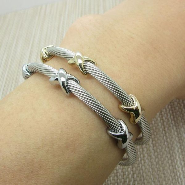fashion punk silver color gold stainless steel wire cross clasp twisted cable bangles cuff bracelets pulseiras jewelry bangle, Black
fashion punk silver color gold stainless steel wire cross clasp twisted cable bangles cuff bracelets pulseiras jewelry bangle, Black