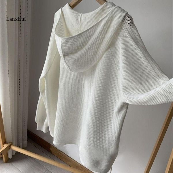 women's sweaters causal spring hollow-out hooded sweater coat long sleeve oversized knitted 2021 pullover jumper, White;black
women's sweaters causal spring hollow-out hooded sweater coat long sleeve oversized knitted 2021 pullover jumper, White;black
