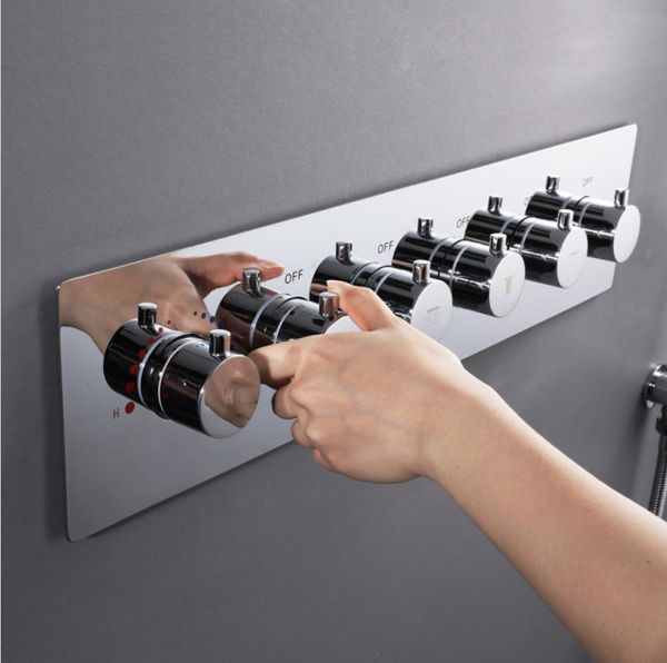 bathroom shower set control valve high flow 70l five way outlets thermostat mixer brass chrome finish on/off switch
bathroom shower set control valve high flow 70l five way outlets thermostat mixer brass chrome finish on/off switch