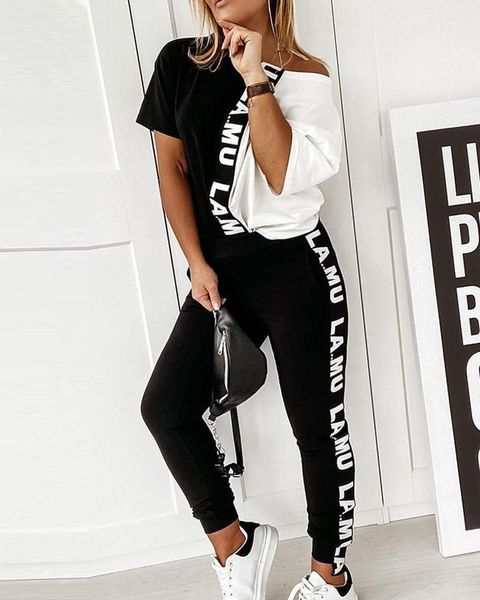 two piece dress summer 2 set women lounge wear femme sets short sleeve loose and pants black white patchwork outfits
two piece dress summer 2 set women lounge wear femme sets short sleeve loose and pants black white patchwork outfits