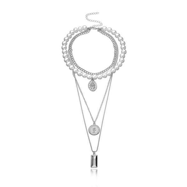 pendant necklaces pearl charm choker necklace for women vintage multilayer chain coin party jewelry friend gift collier, Silver
pendant necklaces pearl charm choker necklace for women vintage multilayer chain coin party jewelry friend gift collier, Silver