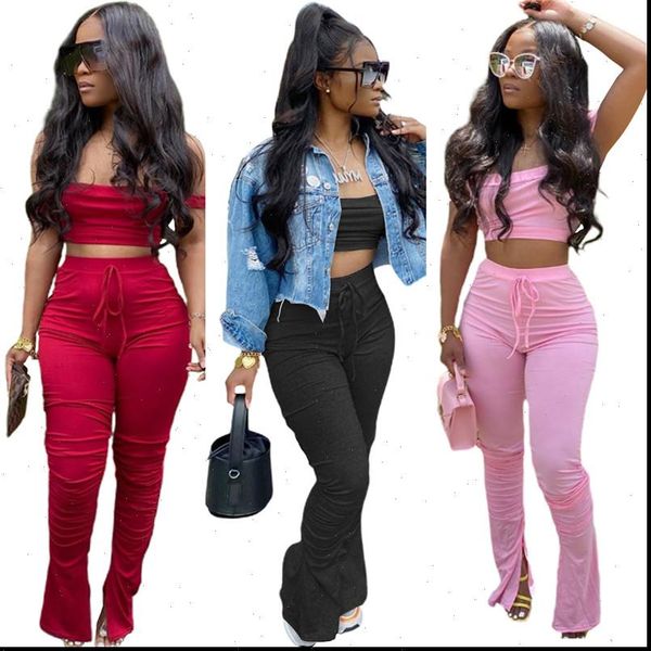 2 pieces set sport solid womens tracksuits off shoulder crop stacked flare jogger pants suit outfits matching, Gray
2 pieces set sport solid womens tracksuits off shoulder crop stacked flare jogger pants suit outfits matching, Gray