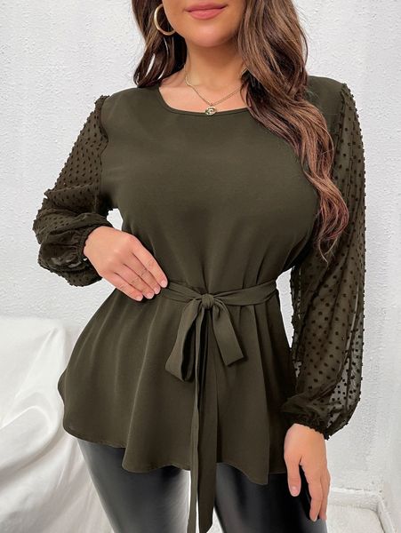 plus swiss dot lantern sleeve belted blouse j2kw#, Black
plus swiss dot lantern sleeve belted blouse j2kw#, Black