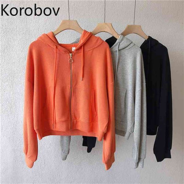 korobov korean women hoodies autumn winter new solid sweatshirts streetwear vintage outwear short zipper 210430, Black
korobov korean women hoodies autumn winter new solid sweatshirts streetwear vintage outwear short zipper 210430, Black