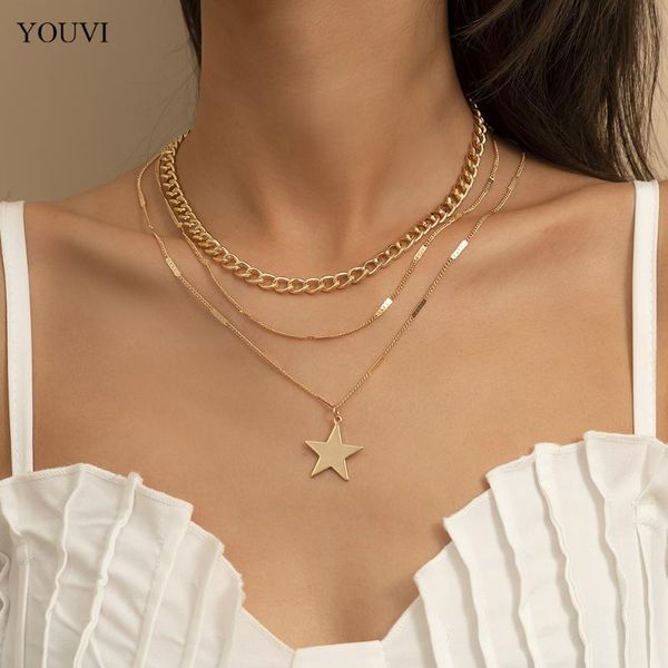 chains youvi 3pcs/set simple exquisite star pendant necklace women punk trendy flat chain choker party jewelry accessories, Silver
chains youvi 3pcs/set simple exquisite star pendant necklace women punk trendy flat chain choker party jewelry accessories, Silver