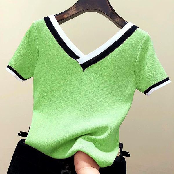 women's t-shirt korean clothes women basic tshirt v neck summer shirts for 2021 knitted ladies casual short sleeve white black yellow
women's t-shirt korean clothes women basic tshirt v neck summer shirts for 2021 knitted ladies casual short sleeve white black yellow